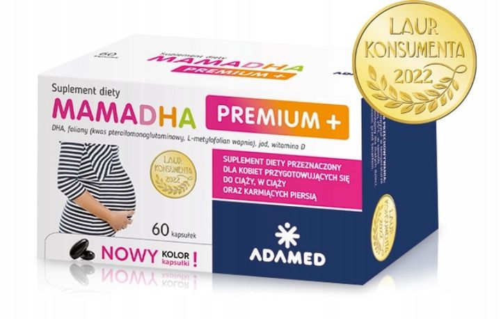 MamaDHA Premium+ 60 kaps witaminy w ciąży DHA zdjęcie 1