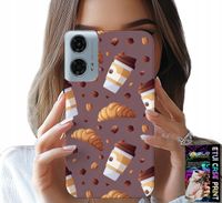 ETUI DO MOTOROLA MOTO G35 - CASE Z KAWĄ ROGALIKAMI I ZIARNAMI W TLE