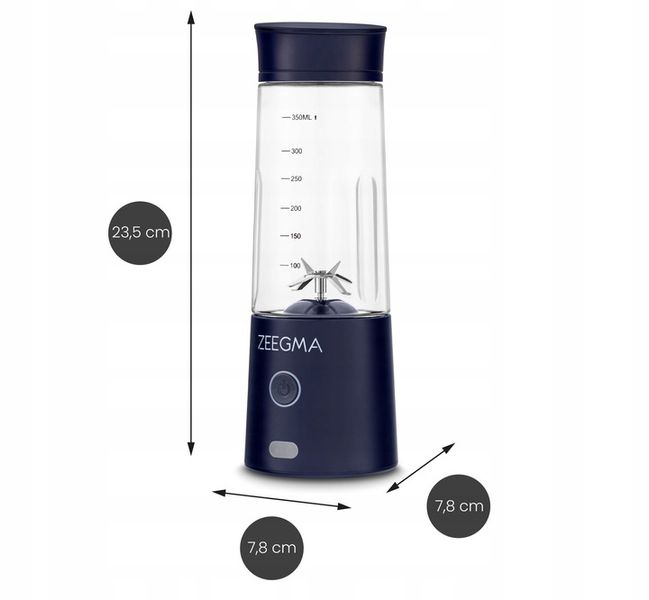 BLENDER BEZPRZEWODOWY KIELICHOWY 450ml 300W GRANATOWY zabierz ze sobą! zdjęcie 5