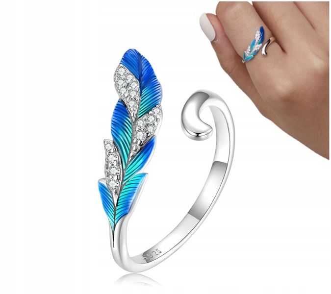 Pierścionek Srebrny z Cyrkoniami Piórko Pierścionki Srebro 925 zdjęcie 1