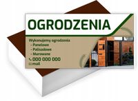 Wizytówki firmowe reklamowe 200 szt duży wybór OGRODZENIA BRAMY FURTKI