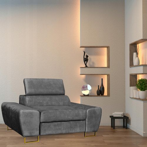 Fotel wypoczynkowy Bosso salon Family meble brązowy welur reg zagłówek na Arena.pl