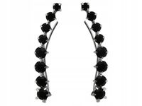 KOLCZYKI NAUSZNICE CZARNE KRYSZTAŁKI k2342 - 0,7g.