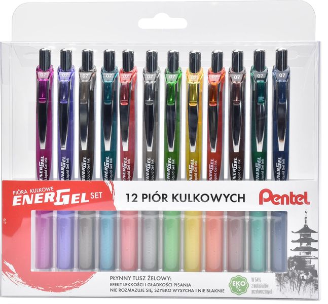 PIÓRO KULKOWE ENERGEL SET 12 SZT PENTEL zdjęcie 1