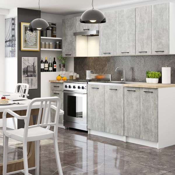 Szafka kuchenna wisząca OLIWIA 50 cm H720 1 drzwi 2 półki - biała beton zdjęcie 5