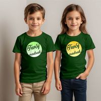 Dziecięca bawełniana koszulka z Twoim nadrukiem - leśna zieleń 12-14