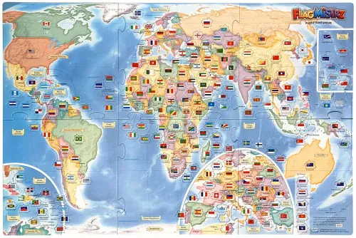 Flagmistrz. Puzzle konturowe Flagi i stolice państw świata. Mapa na Arena.pl