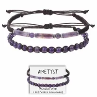 BRANSOLETKA DAMSKA KAMIEŃ AMETYST ZESTAW 2w1