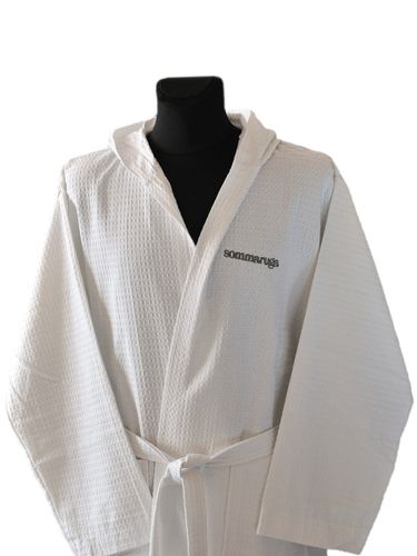 szlafrok męski wafel z kapturem niebieski L na Arena.pl