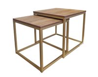 Stolik kawowy 2W1 orzech podstawa złota