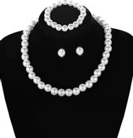 KOMPLET perłowy kolczyki kolia bransoletka perełki ELEGANCKI regulowan