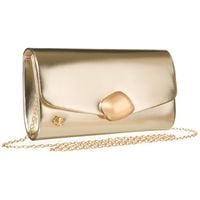 wizytowa kopertówka damska ze skóry ekologicznej w jasno złotym kolorze