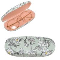 eleganckie etui na okulary ze skóry ekologicznej z kwiatowym wzorem