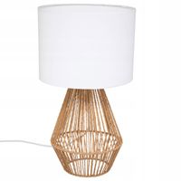 LAMPA NOCNA beżowa BIAŁA PLECIONA BOHO 23 x 40 cm