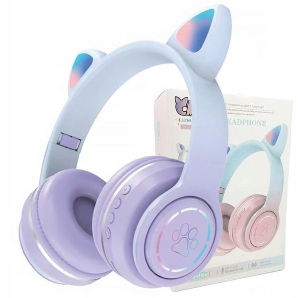 SŁUCHAWKI BEZPRZEWODOWE DLA DZIECI KOCIE USZY SLUCHAWKI DLA DZIEWCZYNKI zdjęcie 2