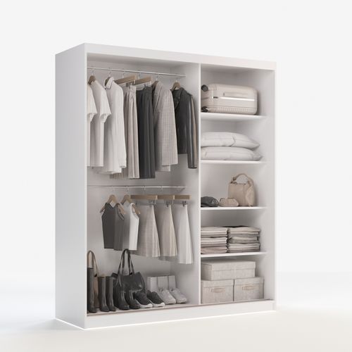 Szafa przesuwna ADAPTE 180 / 215 z półkami i drążkami - Biały mat na Arena.pl