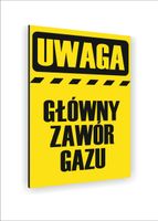 Tabliczka znak informacyjny nadruk UV 30x20 główny zawór gazu