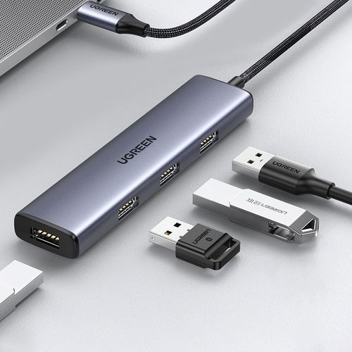 Rozdzielacz rozgałęźnik HUB USB-C na 4x USB 3.2 srebrny na Arena.pl