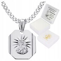 Medalik Komunijny Łańcuszek Srebrny Matka Boska do Komunii Chrztu Srebro