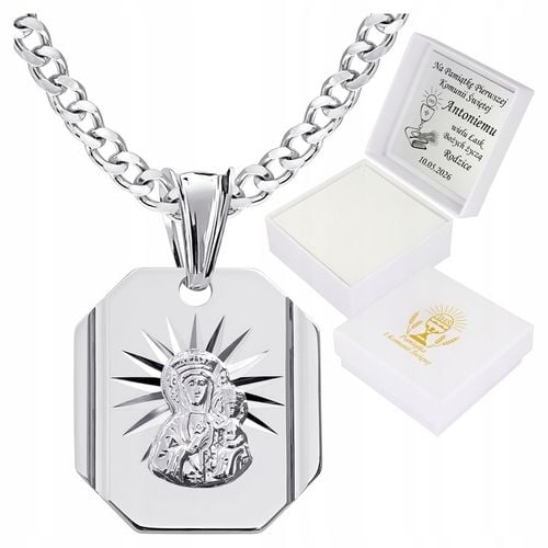 Medalik Komunijny Łańcuszek Srebrny Matka Boska do Komunii Chrztu Srebro na Arena.pl