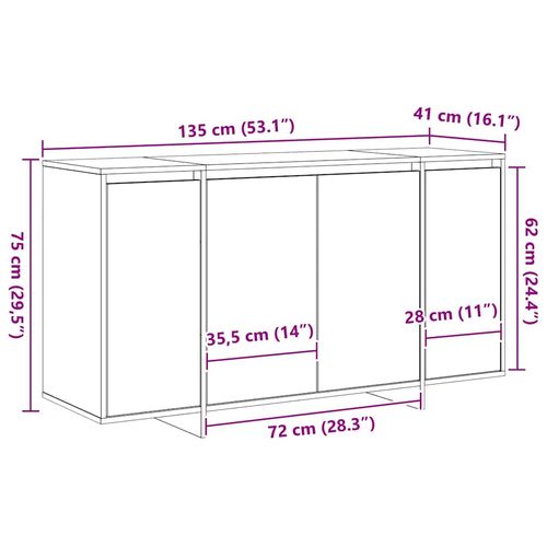 Bufet Czarny 135 x 41 x 69 cm Materiał drewnopochodny na Arena.pl