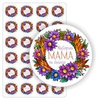NAKLEJKI Najlepsza mama na świecie DZIEŃ MAMY prezent 24 szt. 5 cm