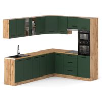Kuchnia Pojemna Narożna Modułowa Z Blatem Marra 4.6m Wotan Butelkowa Zieleń