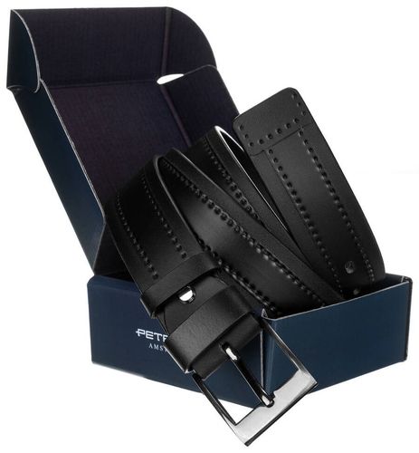 Szeroki skorzany pasek meski z ozdobna perforacja na Arena.pl