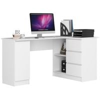 Biurko narożne, biurowe, prawe, SOREN Plus, 155x85x77, biel | TYLETEGOTU
