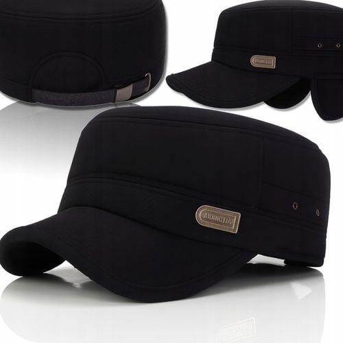 CIEPŁA CZAPKA ZIMOWA Z DASZKIEM NAUSZNIKAMI MĘSKA USZATKA OCIEPLANA PILOTKA na Arena.pl