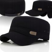 CIEPŁA CZAPKA ZIMOWA Z DASZKIEM NAUSZNIKAMI MĘSKA USZATKA OCIEPLANA PILOTKA