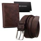 zestaw pasek + portfel pu r-n004-120-pu04 brown