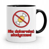 Kubek Czarny Śmieszny Zabawny Nie Dokarmiać Z Nadrukiem Ze Zdjęciem