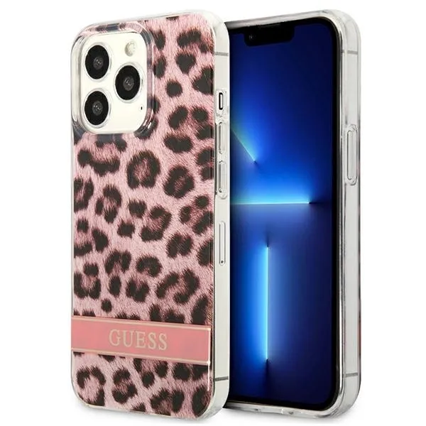 Etui Guess Leopard na iPhone 13 Pro / iPhone 13 - różowe zdjęcie 1
