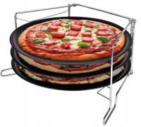 ZESTAW 3 BLACH DO PIECZENIA PIZZY + STOJAK