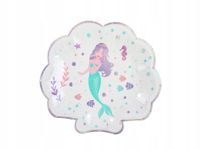 Talerzyki papierowe muszelka Mała Syrenka, 10 szt.