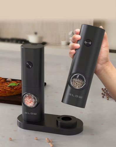 MŁYNEK DO PIEPRZU I SOLI PRZYPRAW ELEKTRYCZNY PODSTAWKA OKIENKO REGULACJA na Arena.pl