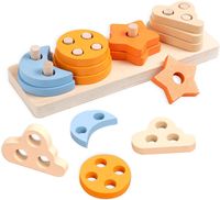 Drewniana Zabawka Montessori Sorter Kształtów Edukacyjna Układanka 1+