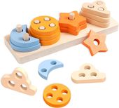 Drewniana Zabawka Montessori Sorter Kształtów Edukacyjna Układanka 1+