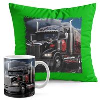 ZESTAW KUBEK + PODUSZKA ZIELONA - TIR CIĘŻARÓWKA TRANSPORT SPEDYCJA