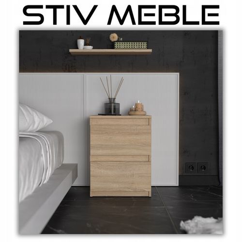 SZAFKA NOCNA DĄB SONOMA 40 CM 2 SZUFLADY DUŻY STOLIK NOCNY NAKASTLIK na Arena.pl