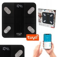 Smart Waga Łazienkowa Analityczna Aplikacja Tuya 180Kg Szklana Ad8186B