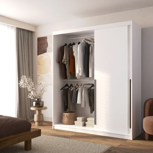 Szafa przesuwna ADAPTE 180 / 215 z półkami i drążkami - Biały mat na Arena.pl