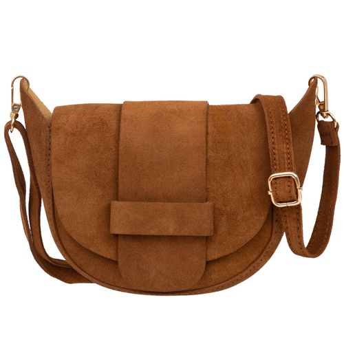 VERA PELLE torebka damska zamszowa mała listonoszka z paskiem V702 camel na Arena.pl