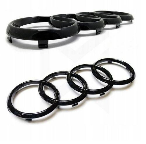 EMBLEMAT ZNACZEK AUDI KOMPLET CZARNY POŁYSK 273mm+200mm na Arena.pl