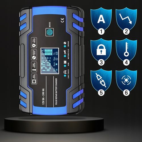 Prostownik samochodowy do akumulatorów LTC LX1204 12 V 24 V LCD ładowarka na Arena.pl