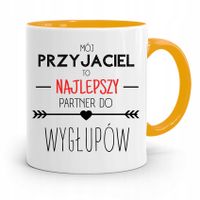 Kubek Żółty Dla Przyjaciela Najlepszy Partner Z Nadrukiem Ze Zdjęciem