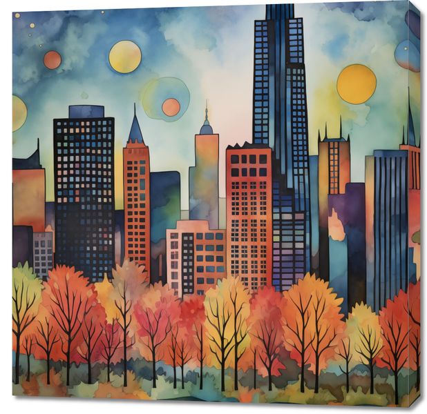 Obraz 90x90cm Panorama Malowniczego Miasta zdjęcie 1