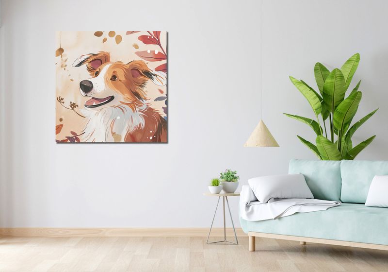 Obraz 90x90cm Collie Jesienną Porą zdjęcie 2