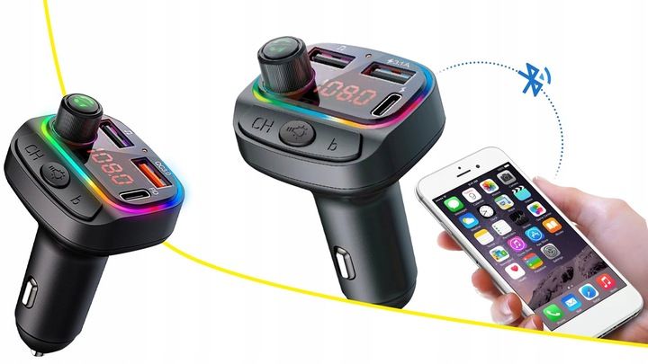 Transmiter bluetooth samochodowy FM USB szybka ładowarka samochodowa zdjęcie 7